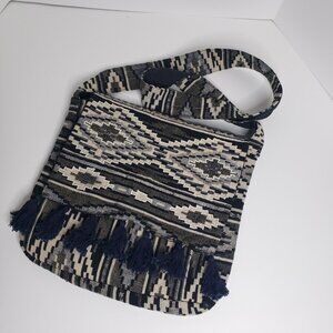 NWOT STEPHANIE NICOLE NEW YORK Tribal Print Beaded Boho Crossbody Bag